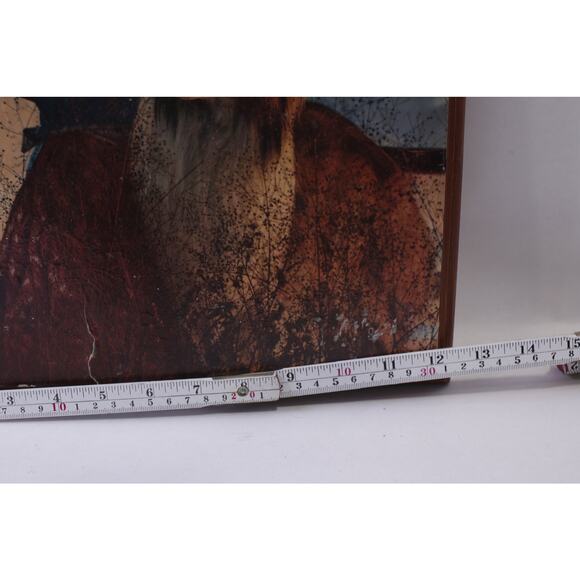 Twilight Rendevous, Wooden Plaque, Young Woman Holding Flowers Accompanied - Picture 4 of 4